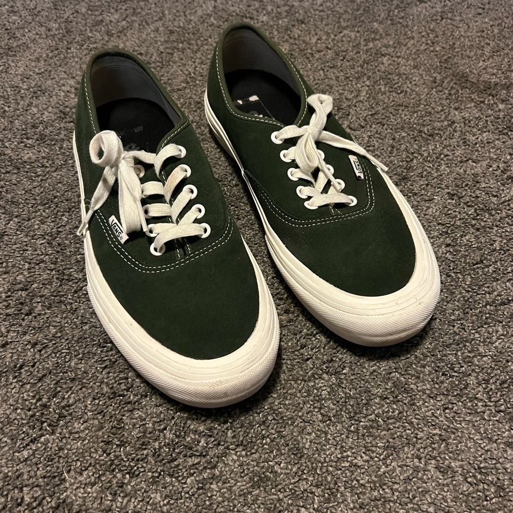 Vans Green and White Canvas Sneakers Low-Top